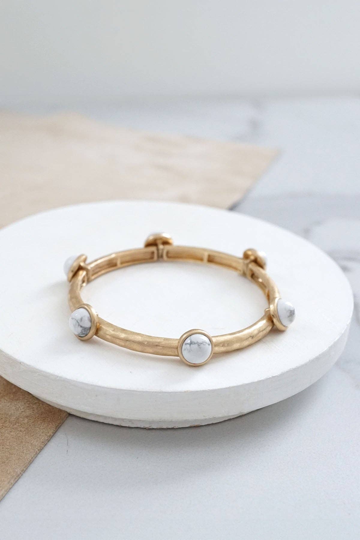 Jeweled Golden Bangle with Semi Precious Stone Dots