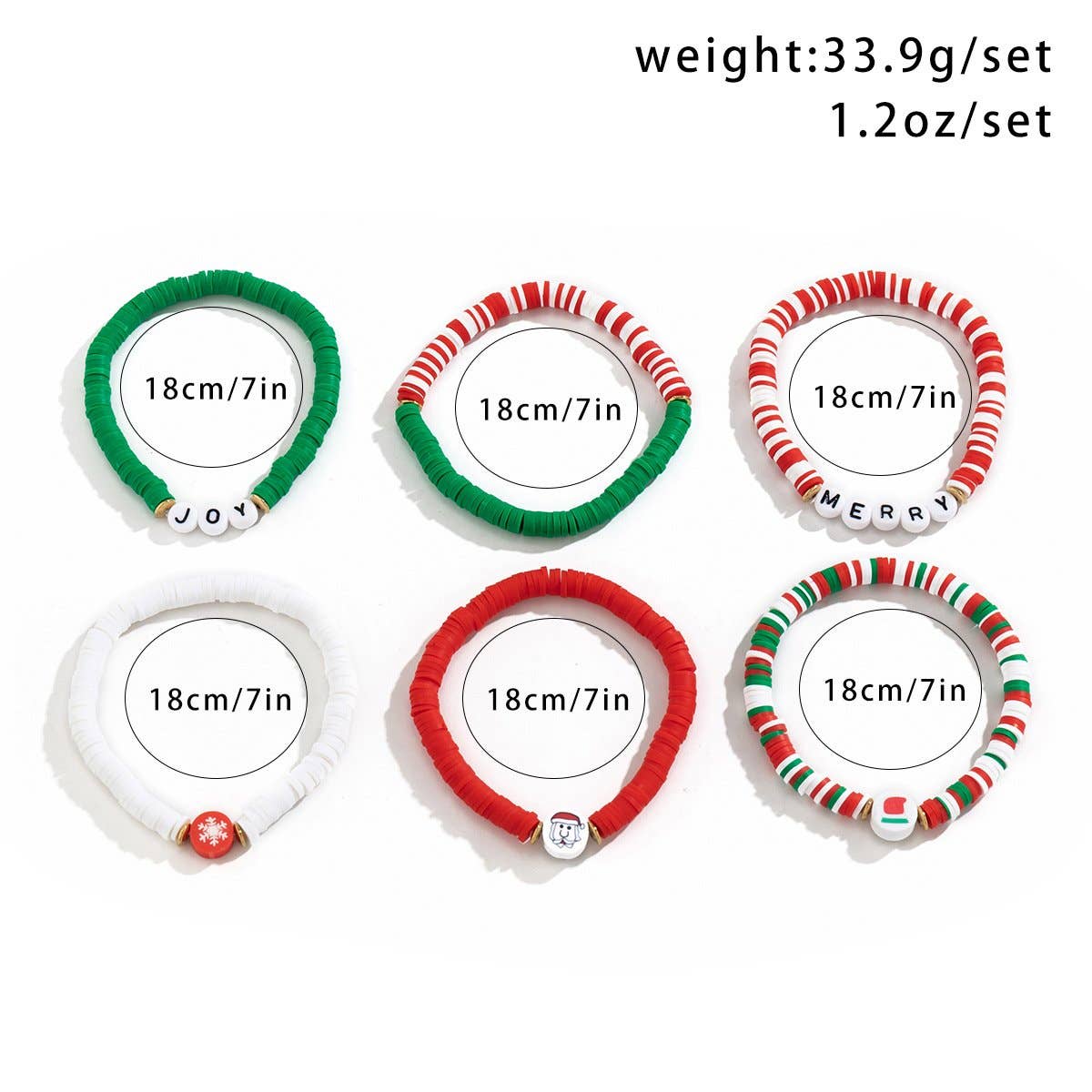 Christmas Gifts Polymer Clay Beaded Bracelet 6pcs/set