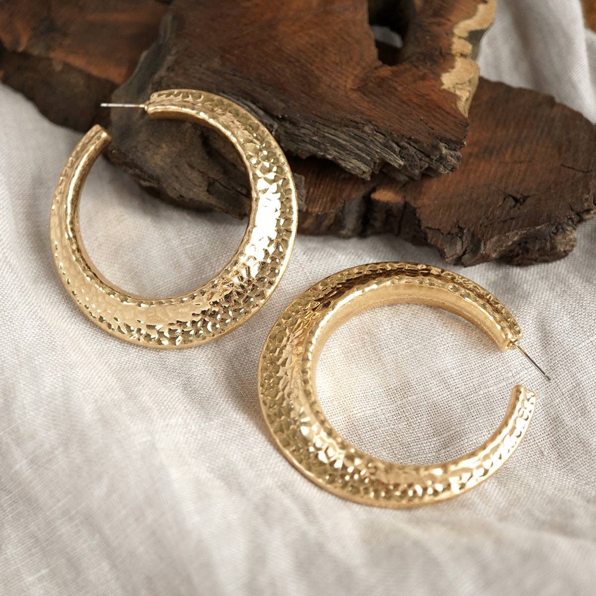 Gilded Echo – Textured Statement Hoop Earrings