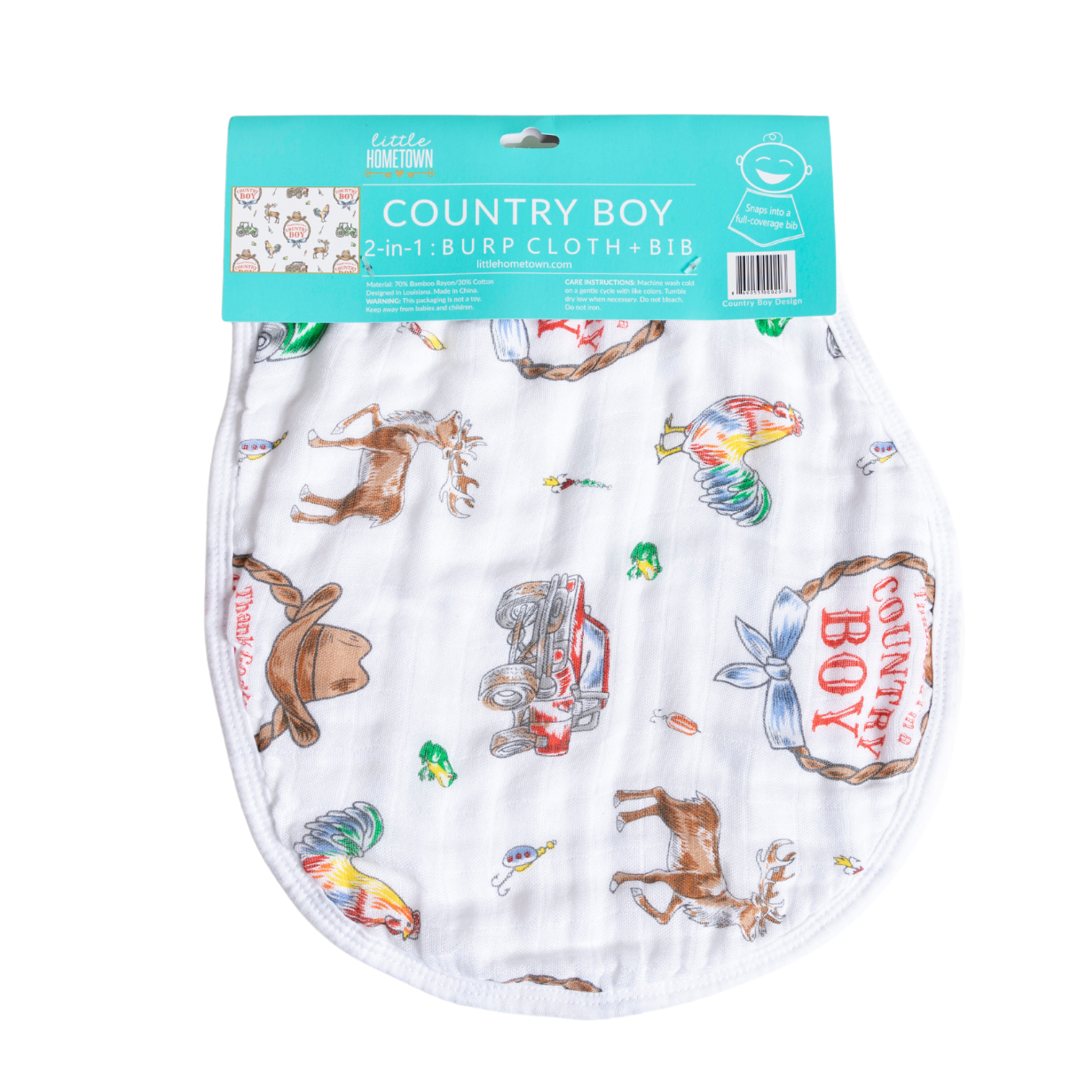 Country Boy 2 in 1 Burp Cloth and Bib Combo