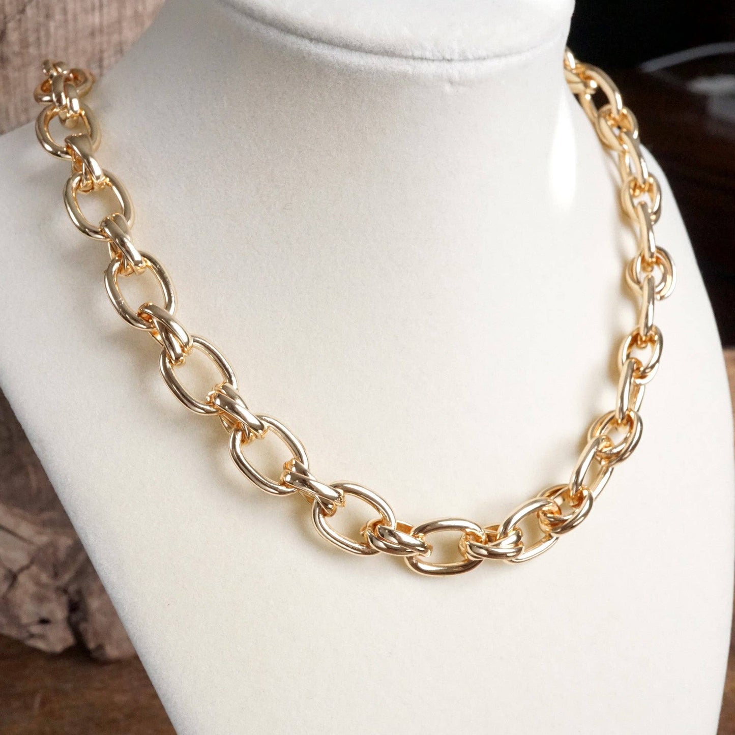 Chunky Cable Chain Necklace in Gold Tone