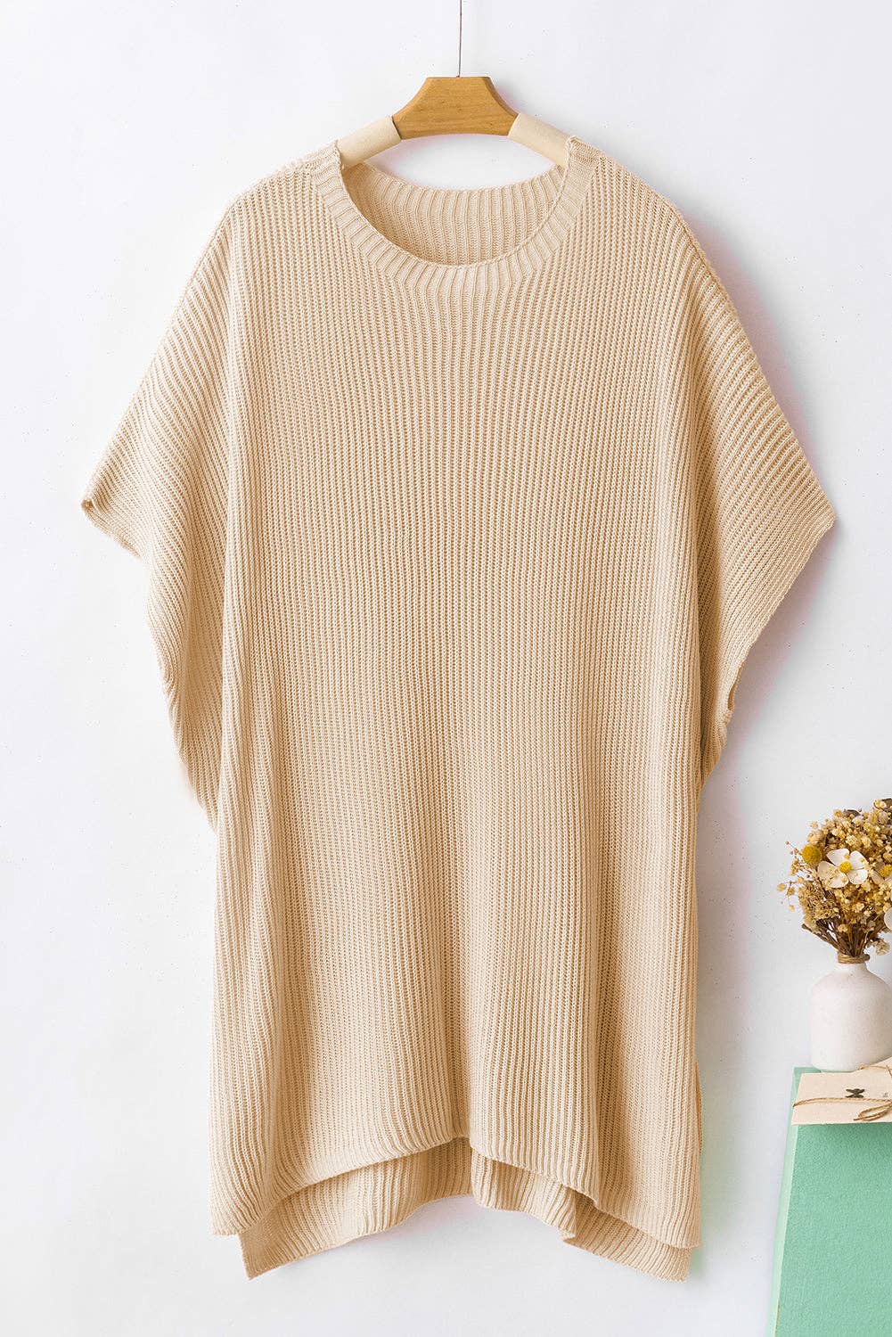 Short Sleeve Side Slit Sweater