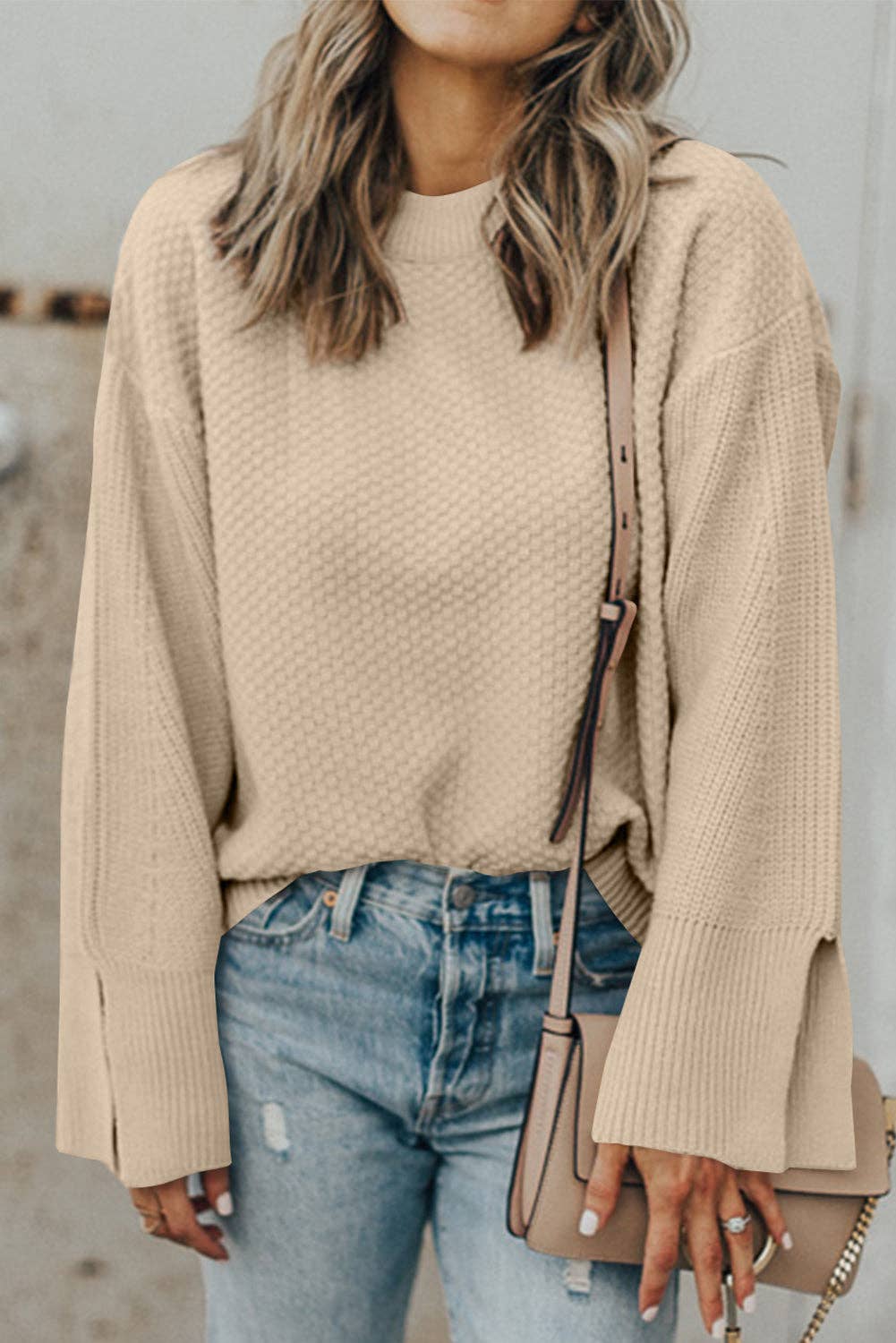 Split Cuff Long Sleeve Sweater