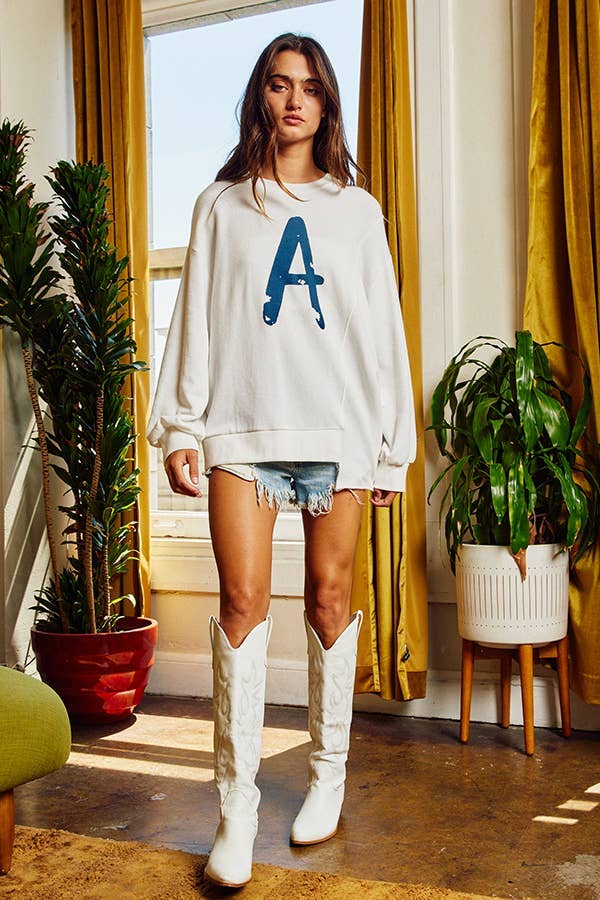 Asymmetrical Hem Graphic Print Sweatshirt