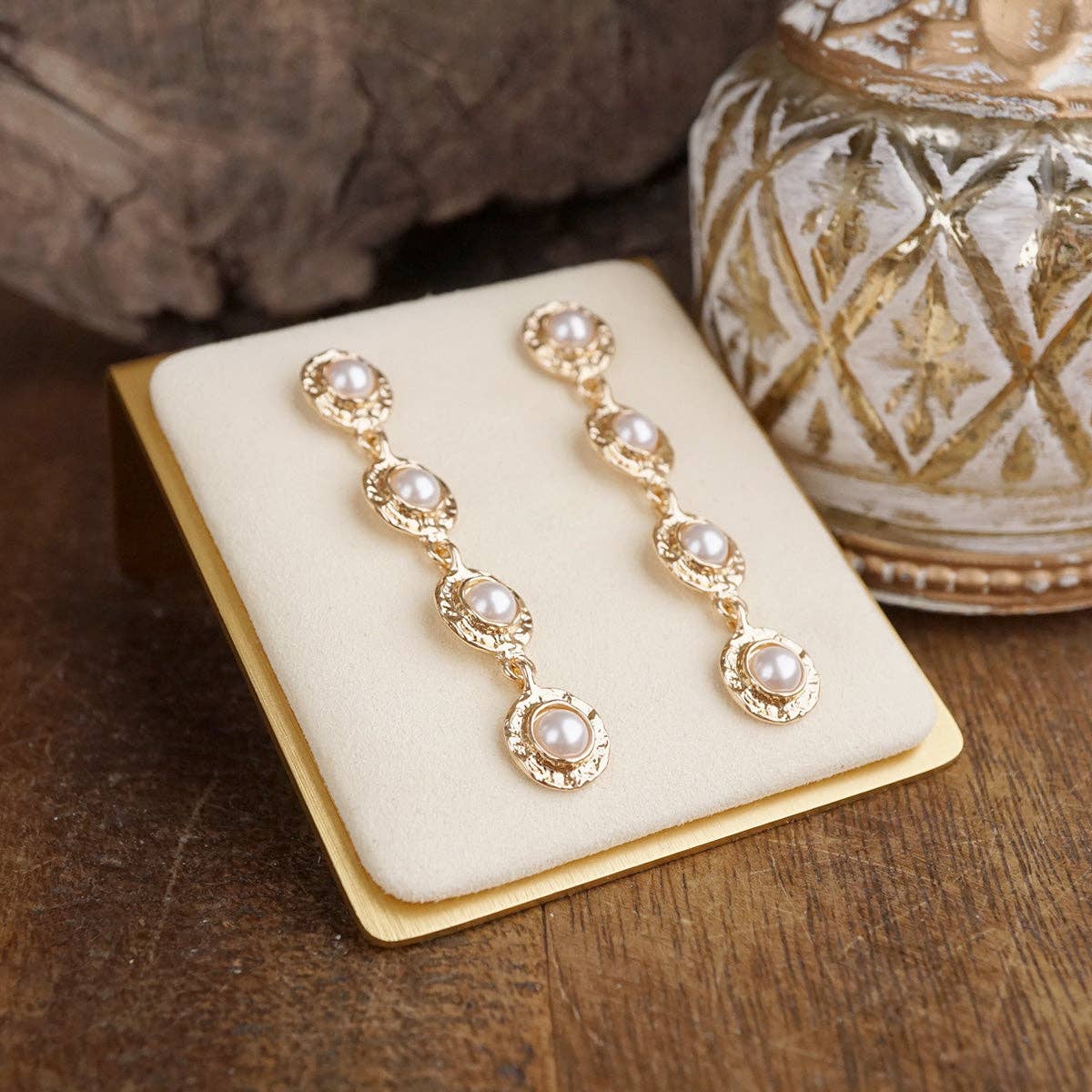 Pearl Turquoise Gold Drop Earrings – Petite Glow