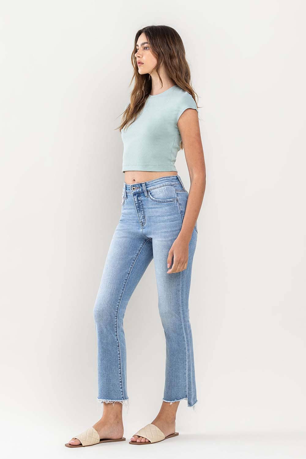 HIGH RISE CROP FLARE JEANS T5988