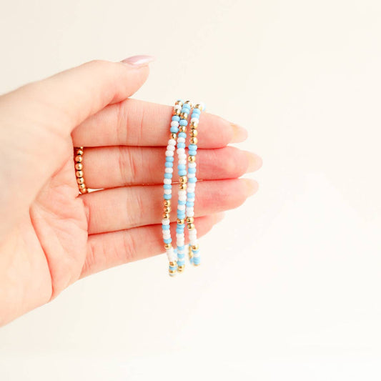 Beaded Blondes Blue and White Sprinkle Bracelet