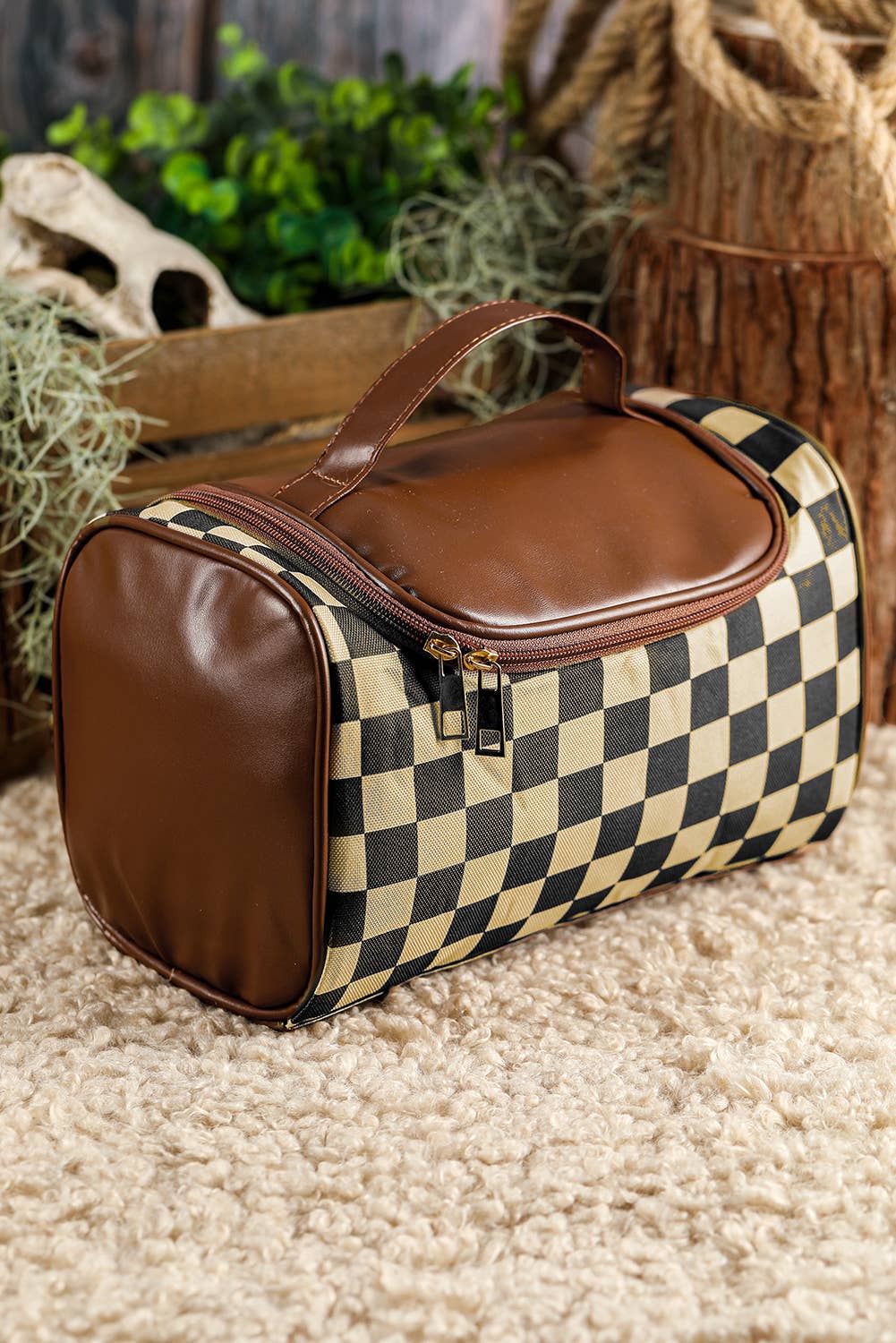 Checkered Makeup Bag