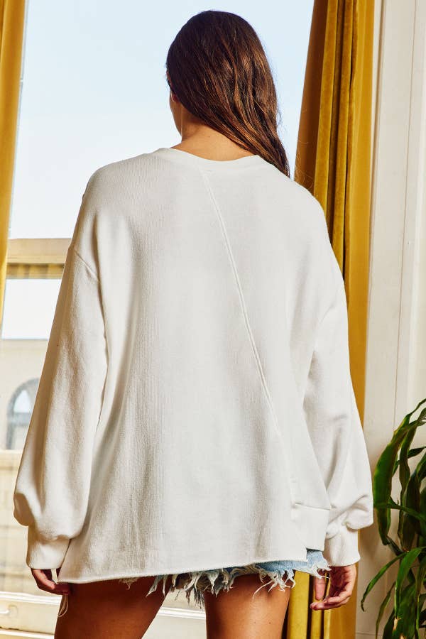 Asymmetrical Hem Graphic Print Sweatshirt