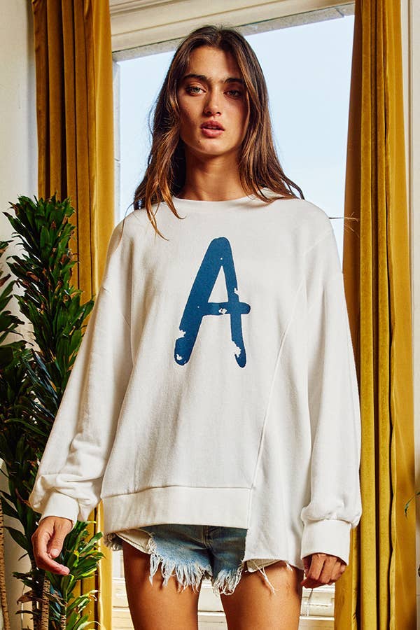 Asymmetrical Hem Graphic Print Sweatshirt