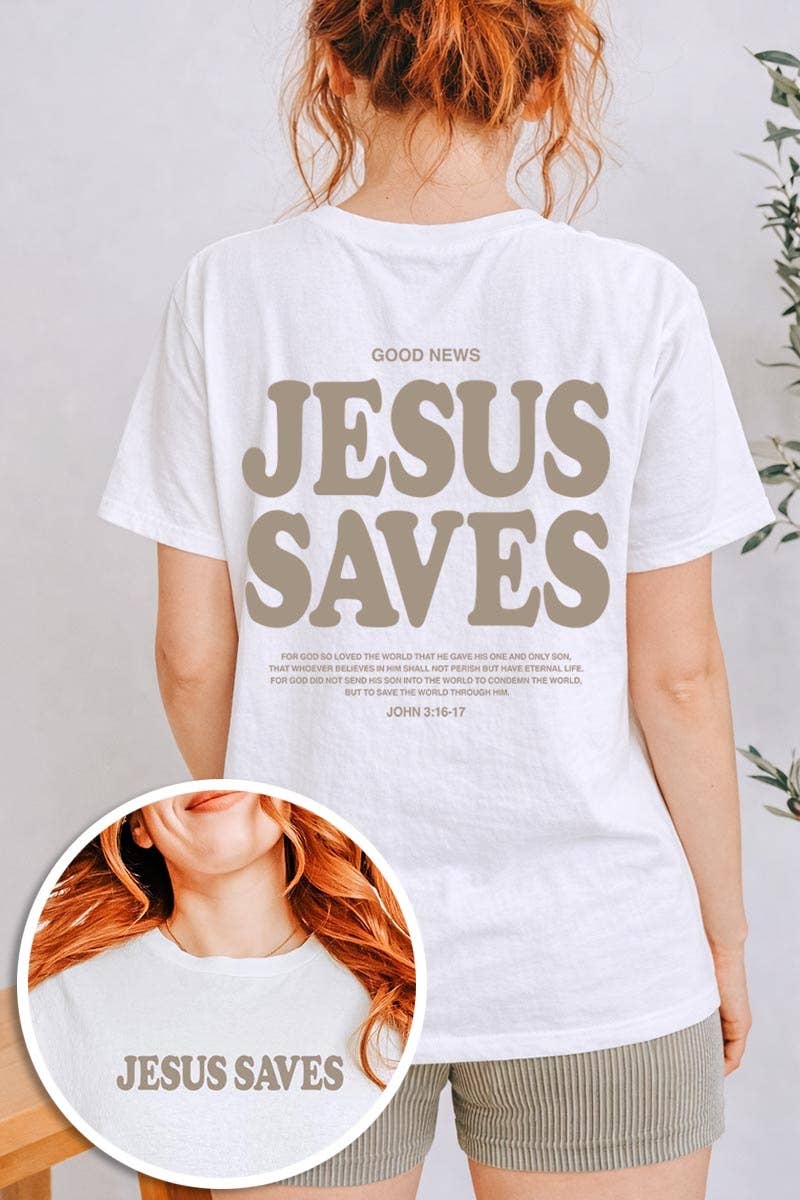 Jesus Saves Graphic Heavy Cotton Tee
