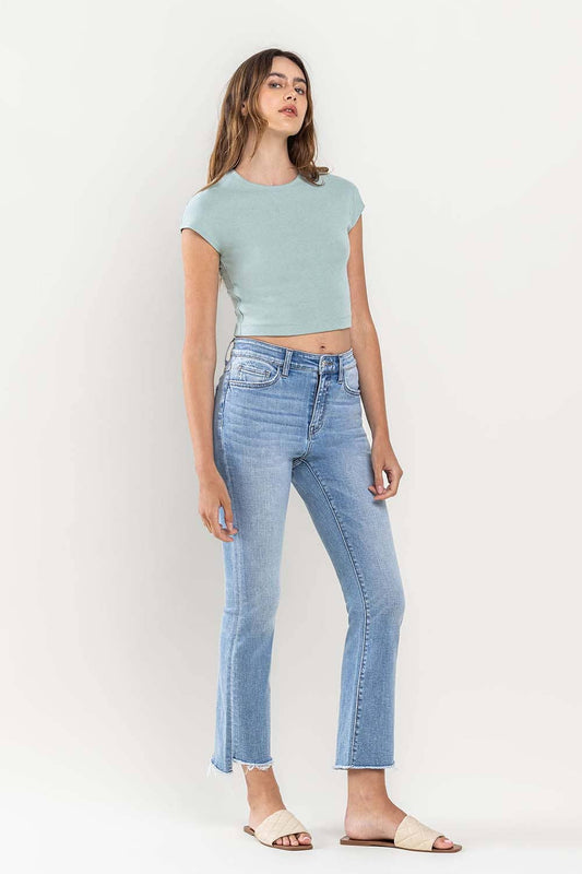 HIGH RISE CROP FLARE JEANS T5988