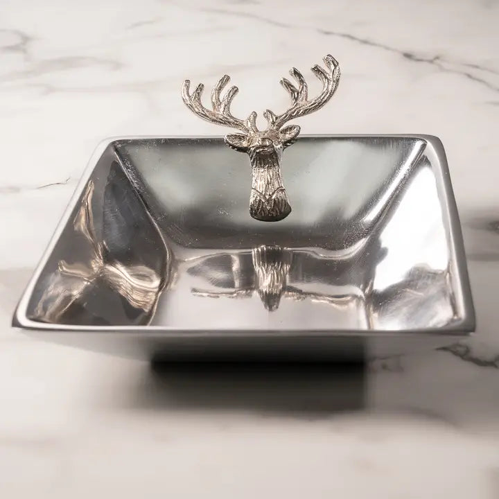 Silver Deer Square Bowl