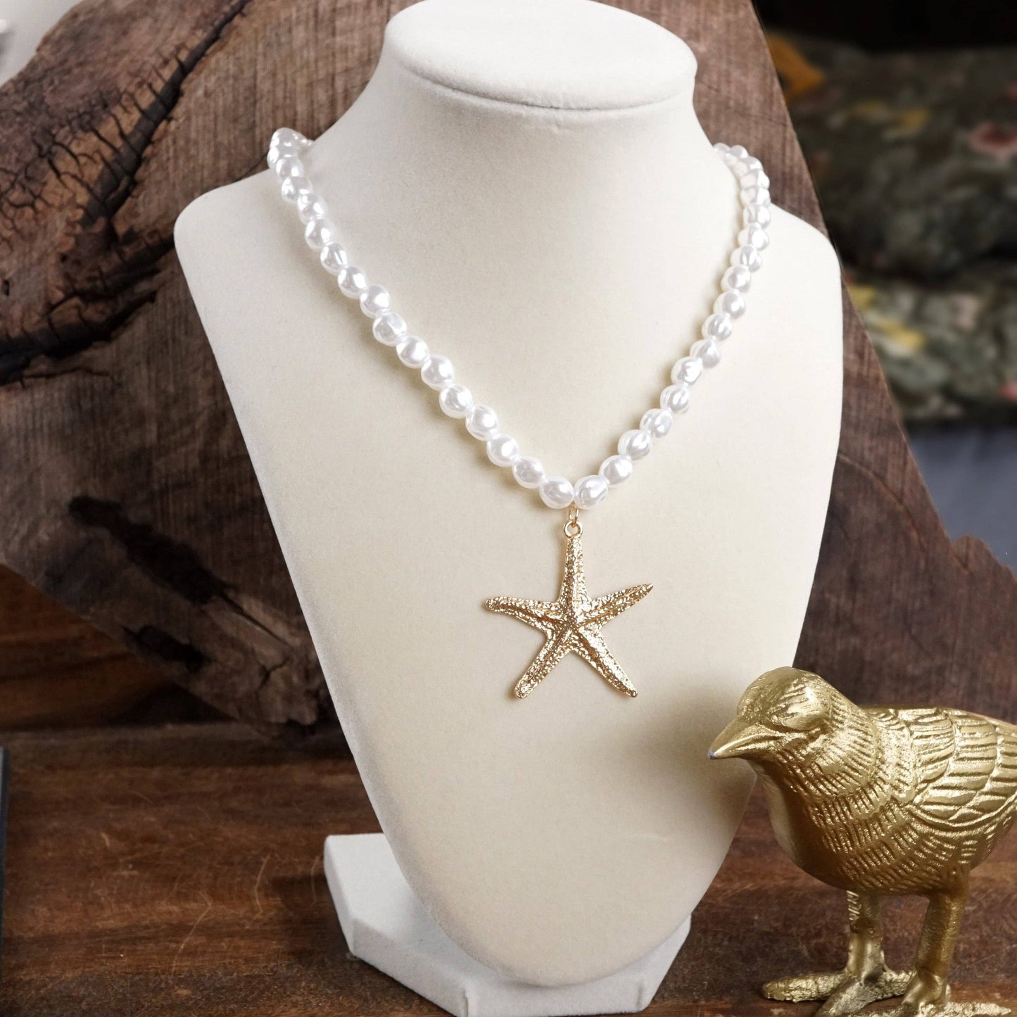 Sea Life Pearl Necklace with Starfish