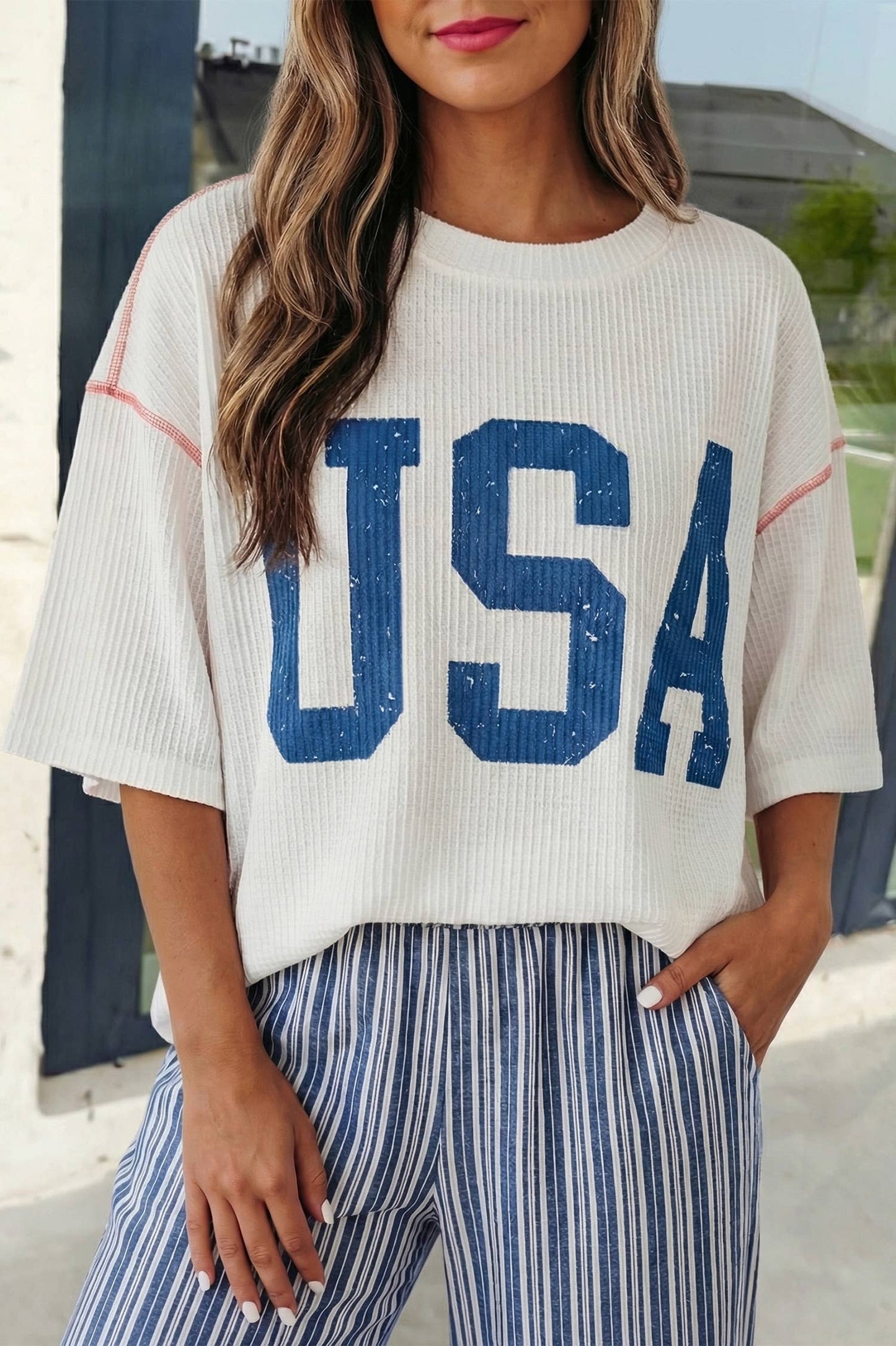 USA Graphic Ribbed Top