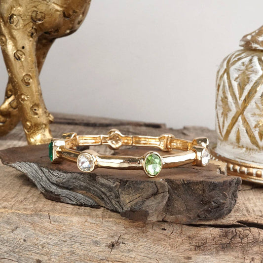 Radiant Stones – Green Jeweled Stretch Bangle Bracelet
