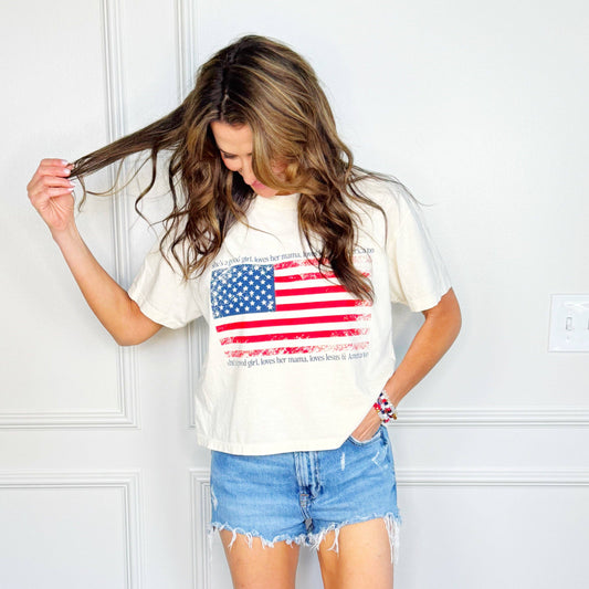 Grunge Flag Cropped Tee