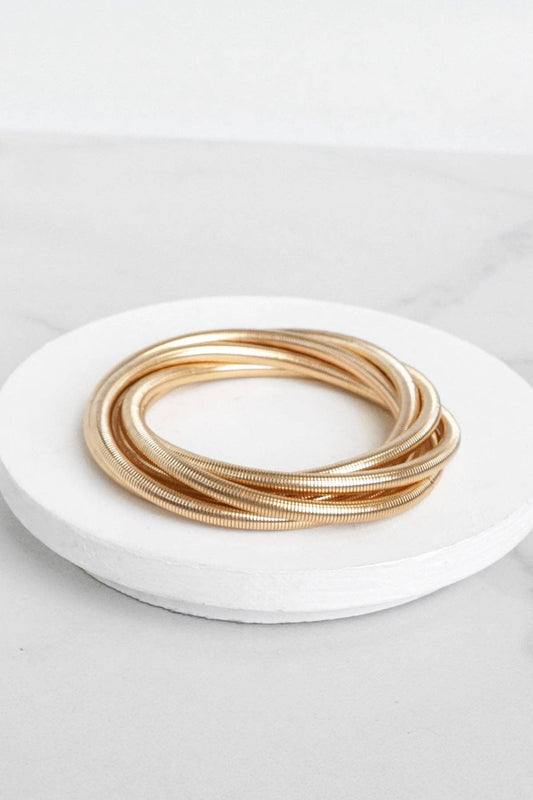 Gold multi strand stretchy bangle 1879