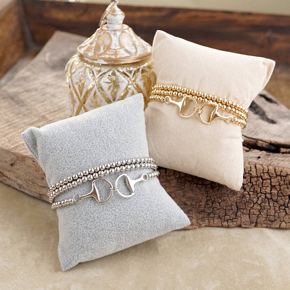 Bit of Shine – Set of 3 Stretch Bracelets with Horse Bit