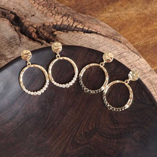 Circle Dangle Earrings with Crystals 0617