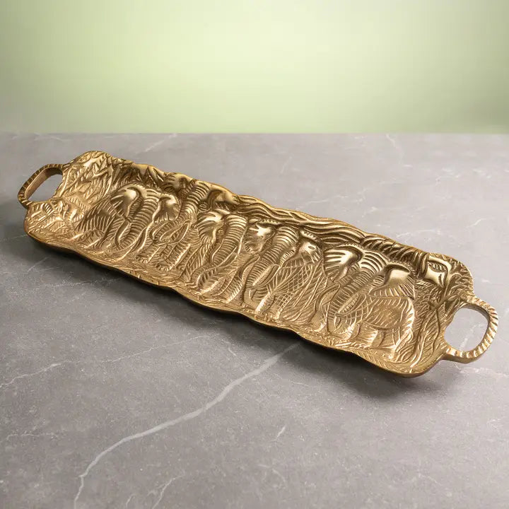 Golden Elephant Tray: Elegant Home Serverware