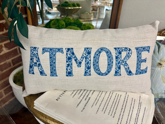 Chinoiserie Blue and White Floral Atmore, Alabama Lumbar Pillow