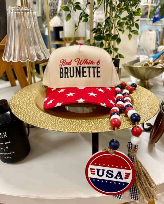 Red, White & Brunette Hat