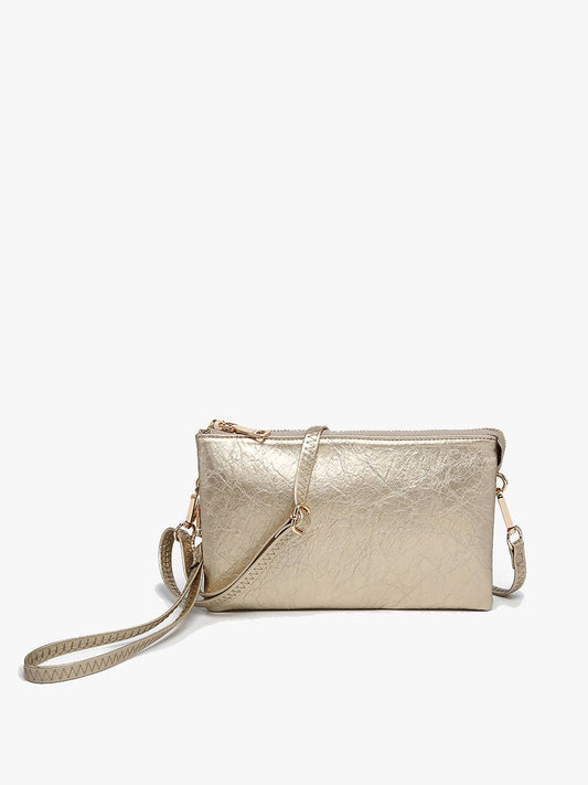 Riley 3 Compartment Crossbody/Wristlet-Gold Foil