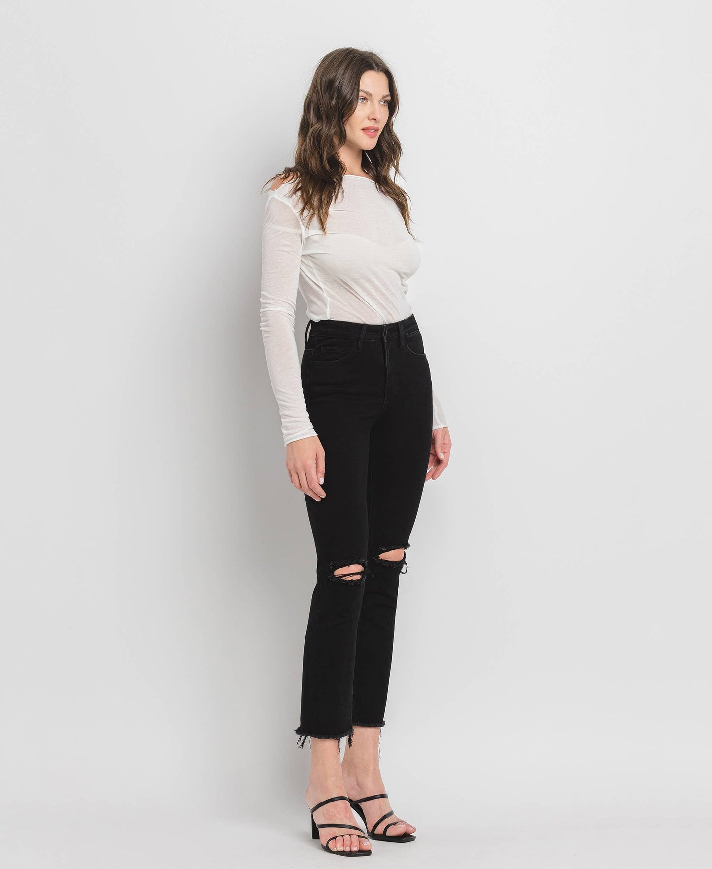 HIGH RISE CROP SLIM STRAIGHT JEANS