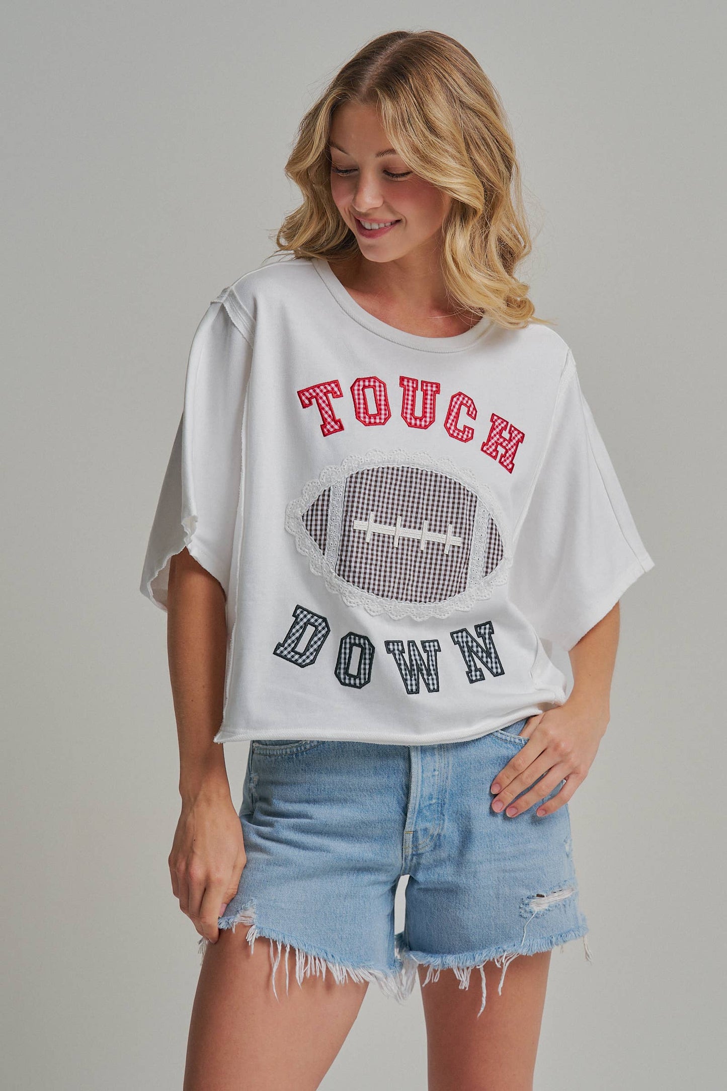 FOOTBALL TOUCHDOWN LETTER PATCH GAMEDAY KNIT TOP_JLT00152-05