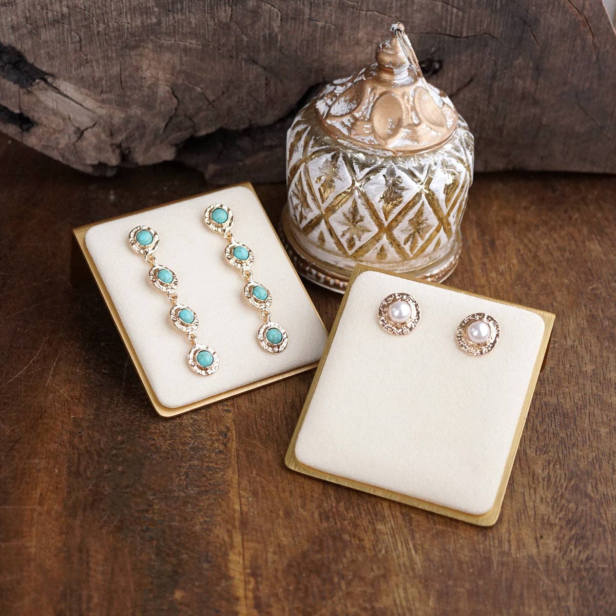 Pearl Turquoise Gold Drop Earrings – Petite Glow