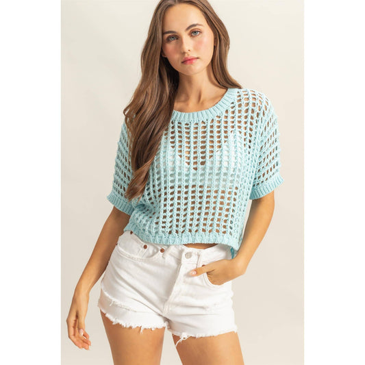 The "Riley" Open Stitch Drop Shoulder Top