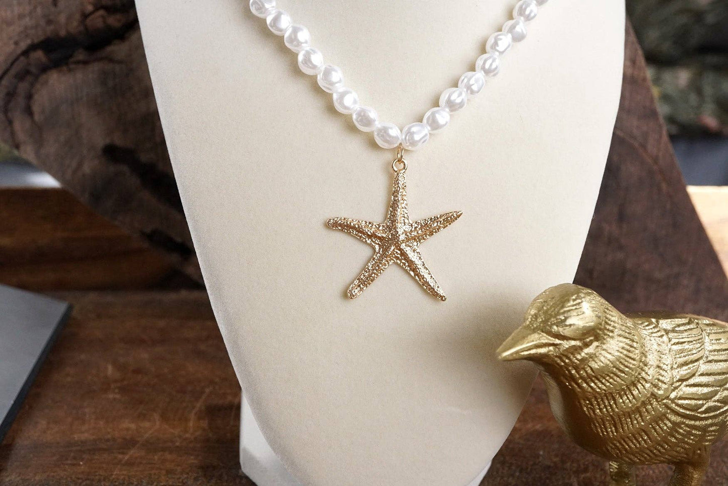 Sea Life Pearl Necklace with Starfish