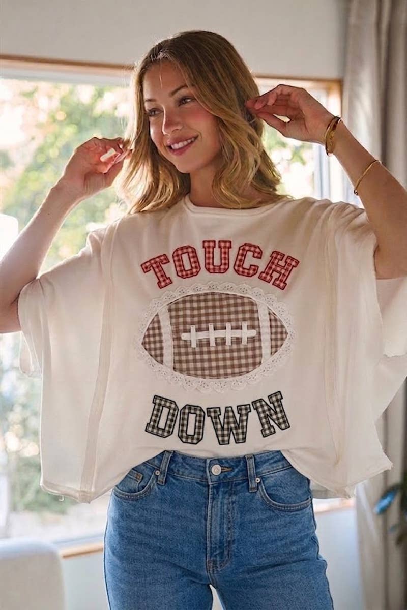 FOOTBALL TOUCHDOWN LETTER PATCH GAMEDAY KNIT TOP_JLT00152-05