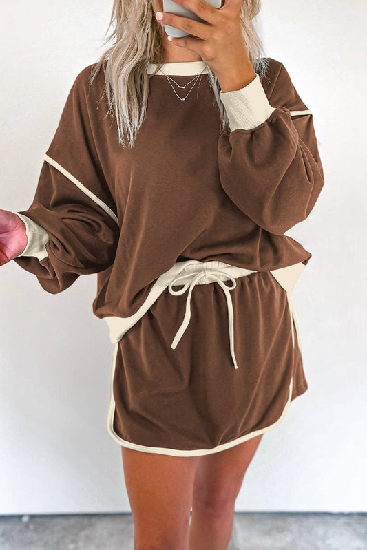 Colorblock Shirt & Skort Set