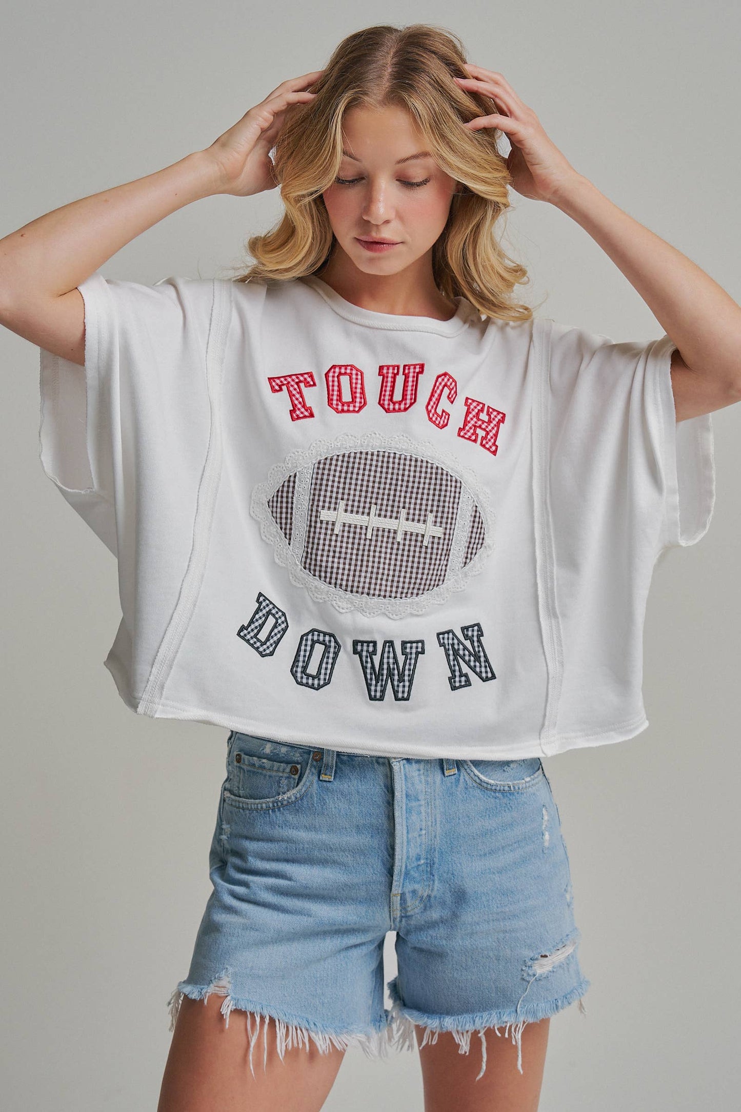 FOOTBALL TOUCHDOWN LETTER PATCH GAMEDAY KNIT TOP_JLT00152-05