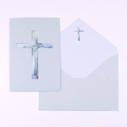 Jade Cross Stationery Set   Blue/White   4.5x3