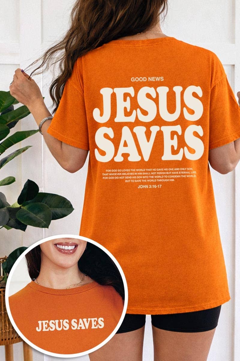 Jesus Saves Graphic Heavy Cotton Tee