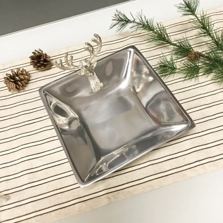 Silver Deer Square Bowl