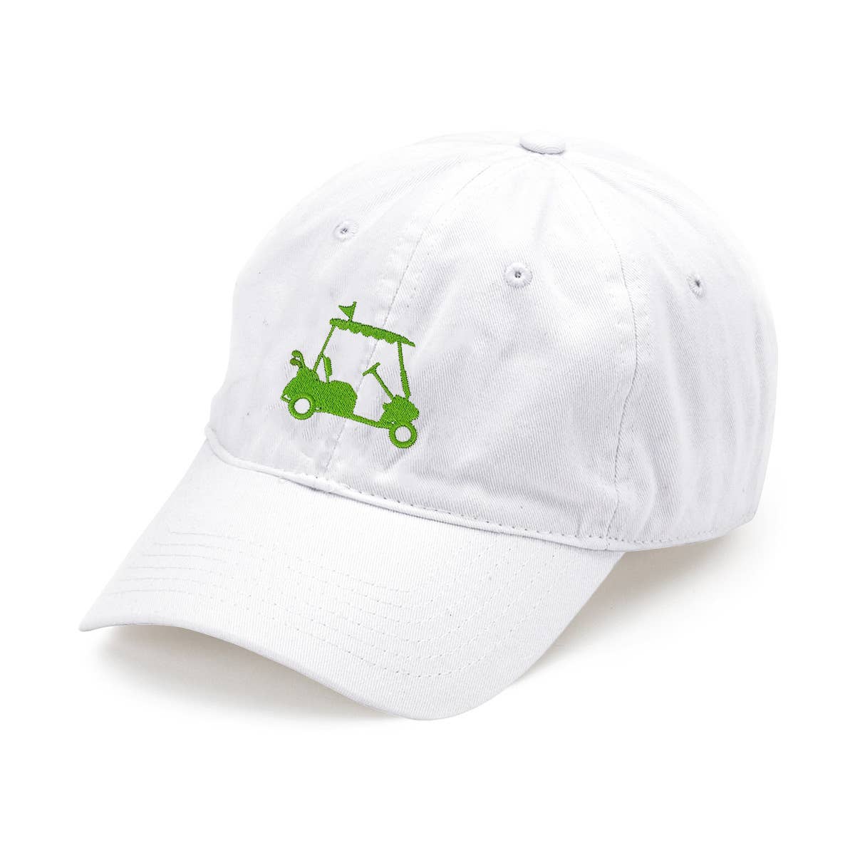 Golf Cart Embroidered White Cap