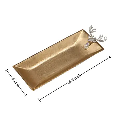 Gold Textured Aluminum Deer Tray