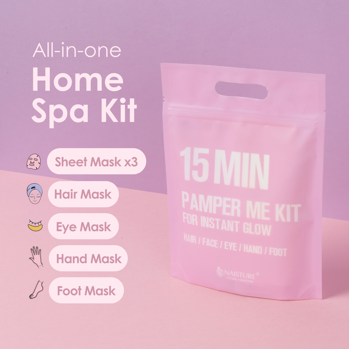 15 MIN Pamper Me Kit – K-Beauty Self-Care/Home Spa Kit (7pc)