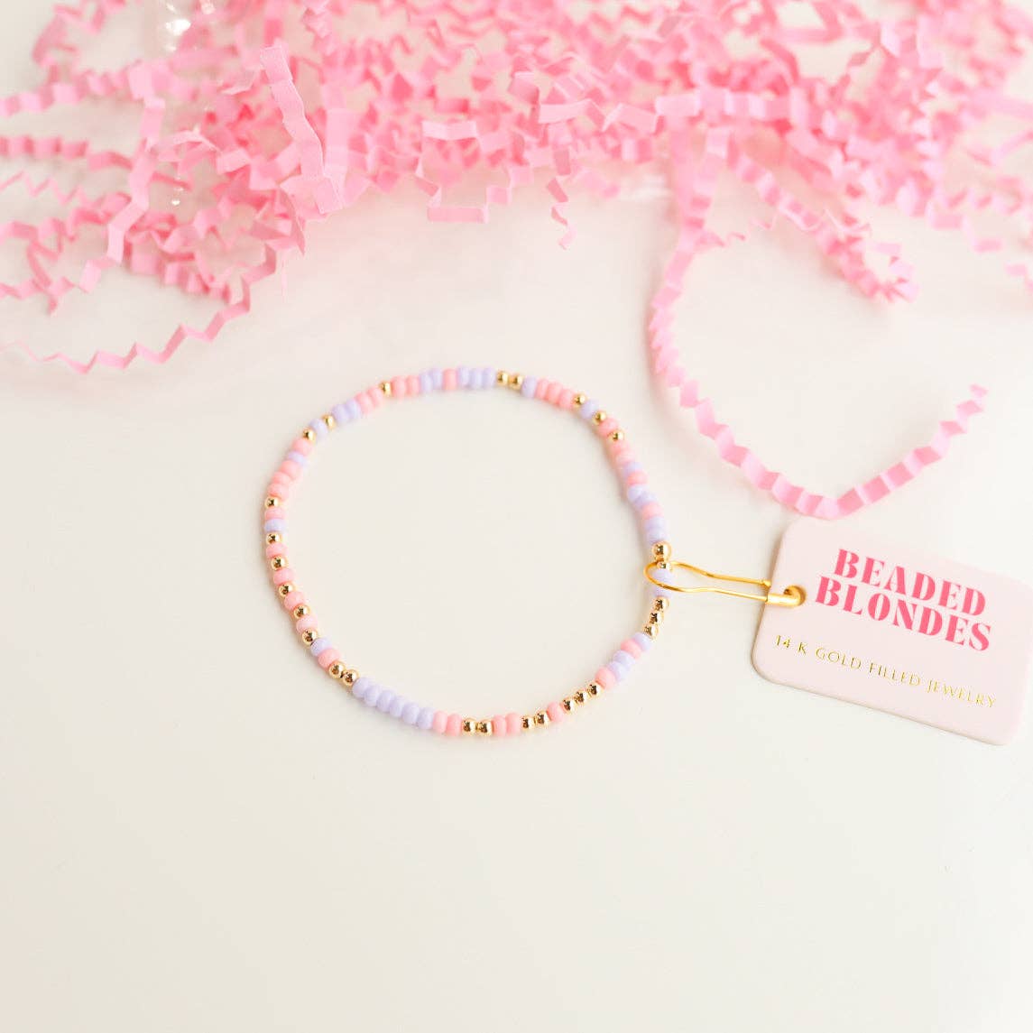 Beaded Blondes Pink and Light Purple Sprinkle Bracelet