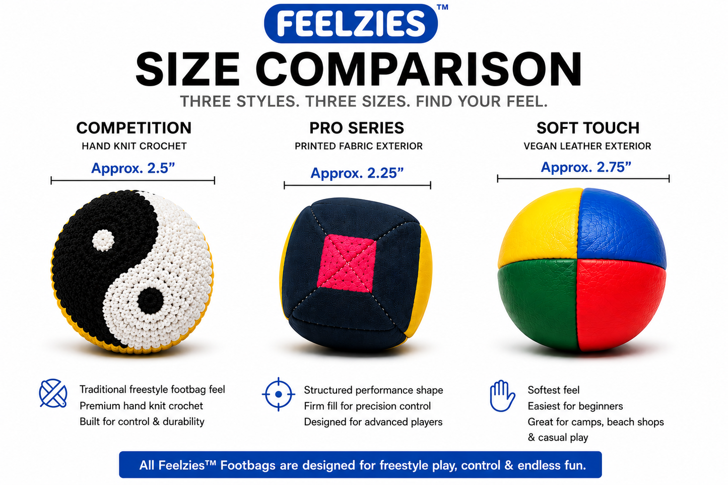 Feelzies™ Pro Series Footbags – Hacky Sacks