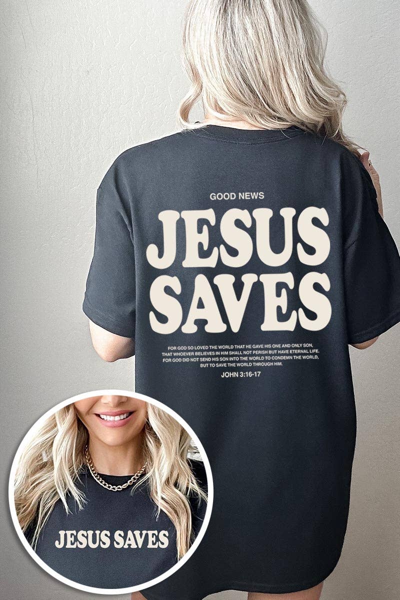 Jesus Saves Graphic Heavy Cotton Tee