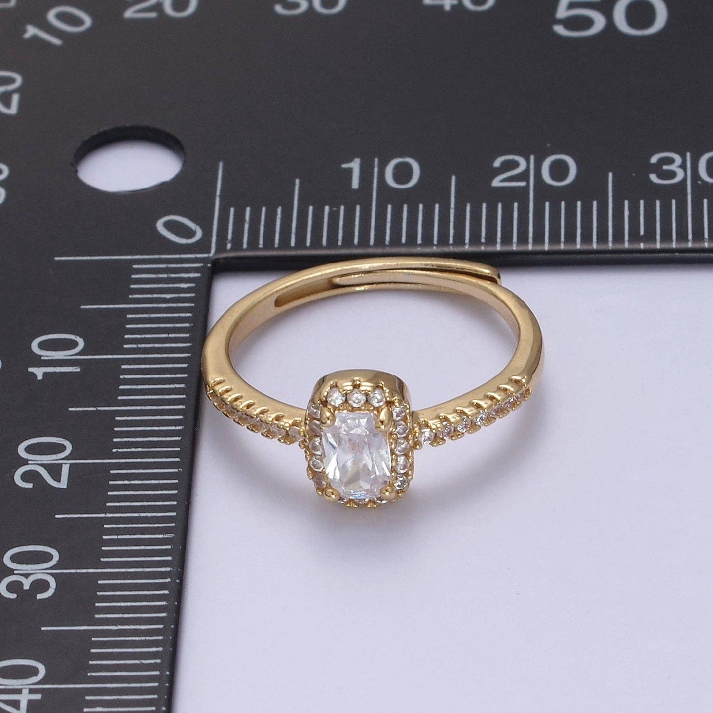 Dainty CZ Rectangle Ring Gold Ring Zircon Jewelry Rectangle Promise Ring Adjustable Ring Minimalist Jewelry U-499