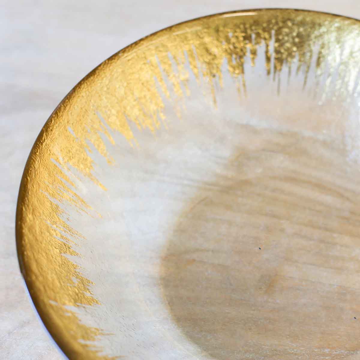 Naples Glass Serving Bowl   Clear/Gold   9.5x2.75x9.5