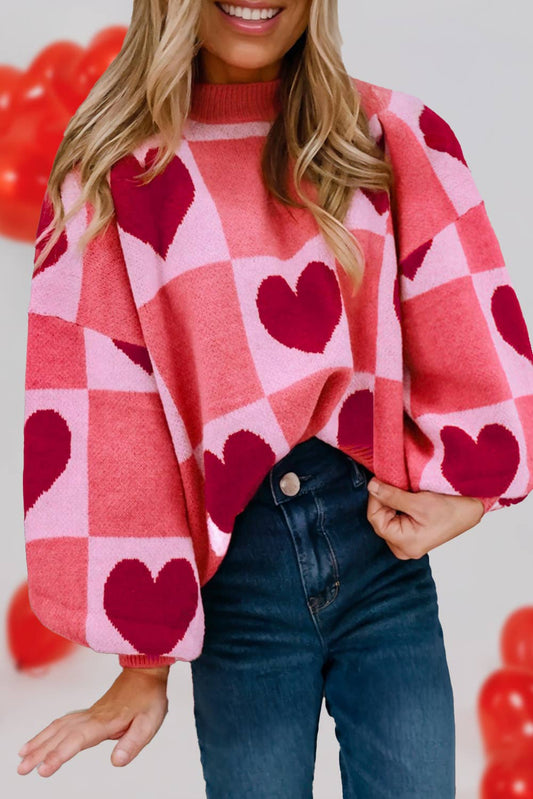 Heart Checkered Valentine Sweater