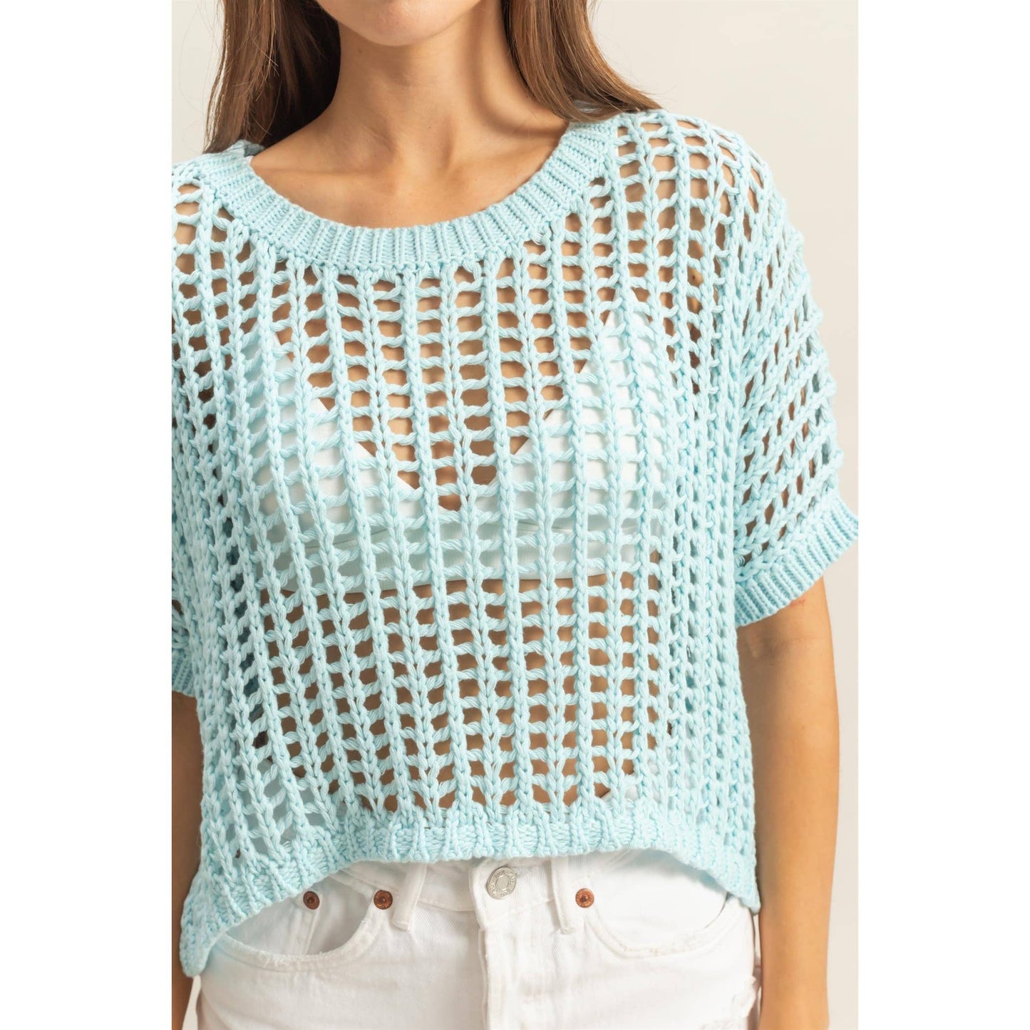 The "Riley" Open Stitch Drop Shoulder Top