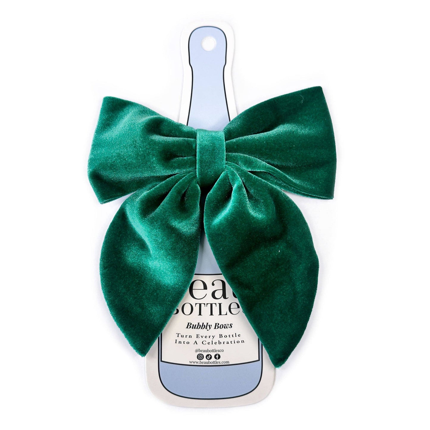 Beau Bottles Green Velvet Bottle Bow